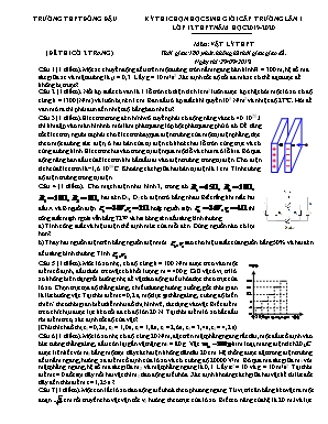 Đề thi chọn học sinh giỏi cấp trường lần 1 môn Vật lý Lớp 12 - Năm học 2019-2020 - Trường THPT Đồng Đậu (Có đáp án)